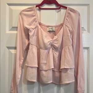 Hollister Light Pink Ruffle Blouse
